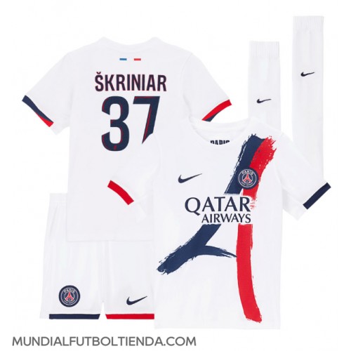 Camiseta Paris Saint-Germain Milan Skriniar #37 Segunda Equipación Replica 2024-25 para niños mangas cortas (+ Pantalones cortos)